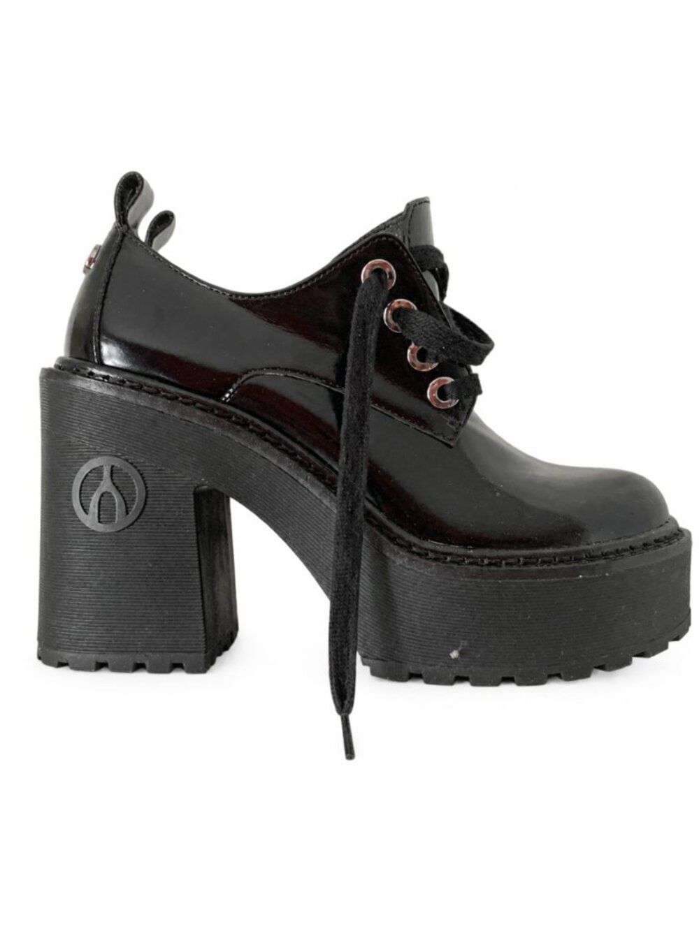 Black Platform Lace-Up Heels